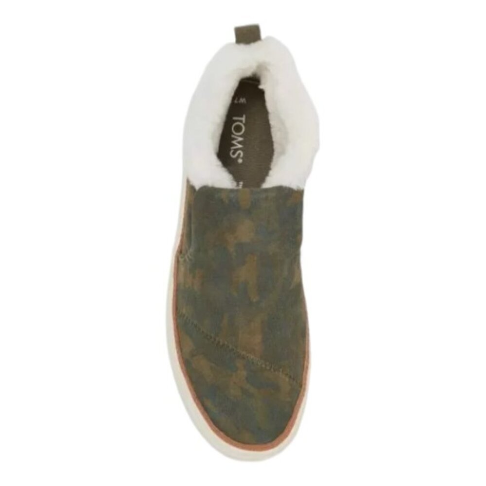 TOMS Paxton Faux Fur Trimmed Sneaker   Green Camo  NWT Sz 6, 7
